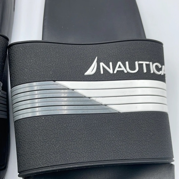 NEW Men's Nautica Black Two Tone Logo Slide Slippers 10 - Picture 7 of 9